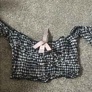 Victoria's Secret Black and White Smocked Blouse